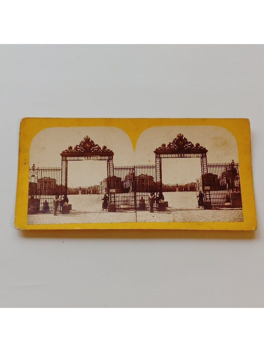 ANTIQUE STEREOGRAPH VERSAILLES PARIS FRANCE GATES OF VERSAILLES